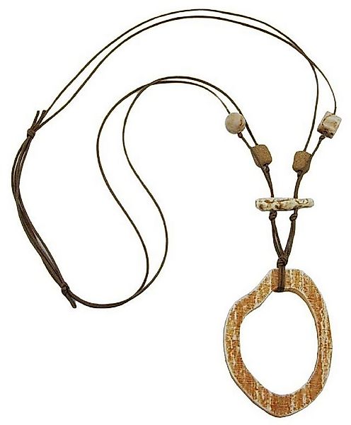 unbespielt Collier Kette Baumring braun-beige Kunststoff Baumwollkordel bra günstig online kaufen