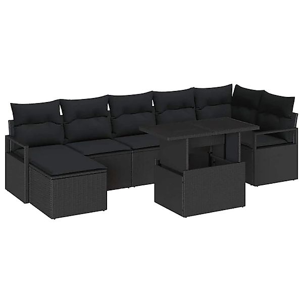 vidaXL Gartensofa-set mit Speicher 8-Tlg Schwarz Poly-Rattan 3348869 günstig online kaufen