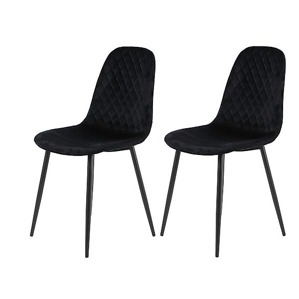 Stuhl Mira 2er Set schwarz Samtoptik B/H/T: ca. 44x89x53,5 cm günstig online kaufen
