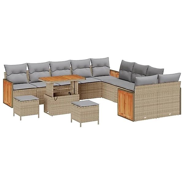 vidaXL Gartensofa-Set mit Kissen 17 Stk Beige und Hellgrau Poly-Rattan 3365 günstig online kaufen