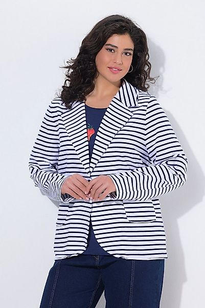 Ulla Popken Blusenblazer Jerseyblazer Rollkanten Reverskragen Langarm günstig online kaufen