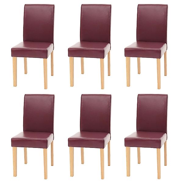 MCW Esszimmerstuhl Littau Kunstleder 6er-Set Kunstleder Rot Helle Beine günstig online kaufen