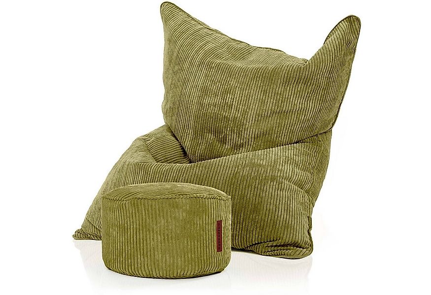 Green Bean Sitzsack XXL Sitzsack Square Cord + Hocker (Sitzsack + Hocker im günstig online kaufen