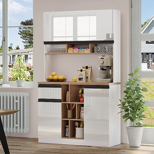 Flieks Küchenbuffet mit verstellbare Ablagen Hochschrank günstig online kaufen