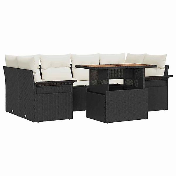 vidaXL Garten-Sofa-Set mit Speicher 7-Tlg Schwarz Poly Rattan 3358021 günstig online kaufen