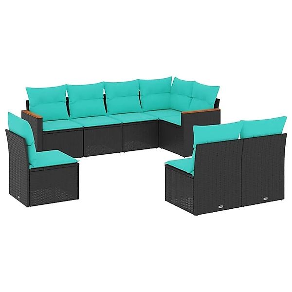 vidaXL 8-Tlg Gartensofa-Set mit Kissen Schwarz Polyrattan 3226043 günstig online kaufen