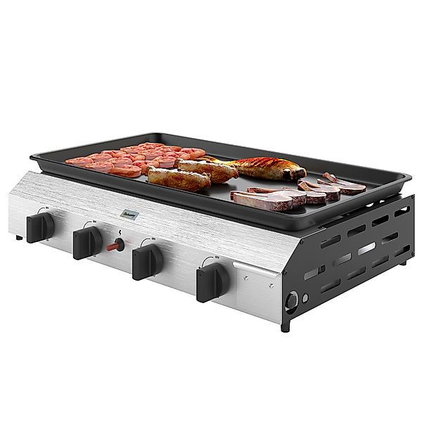 Outsunny Gasgrill 8000BTU/2,4 KW Grillwagen inkl 4 Edelstahl-Brenner Druckm günstig online kaufen