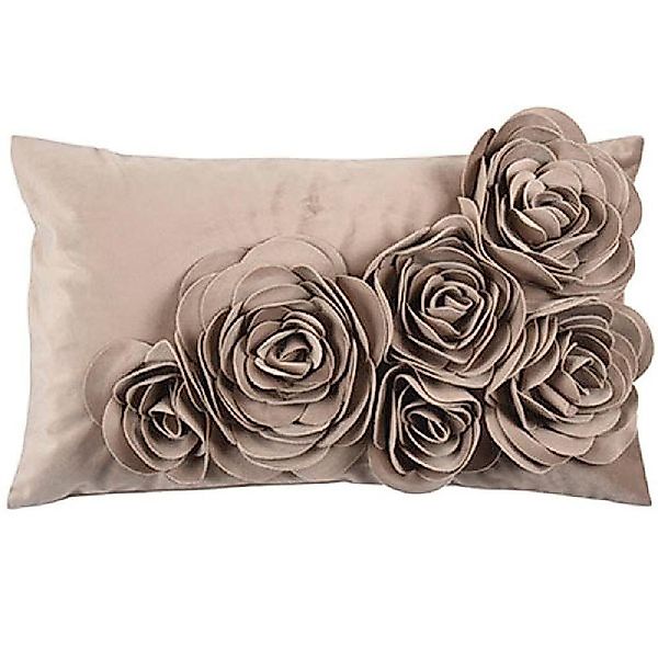 PAD Dekoobjekt Kissenhülle Samt Floral Taupe günstig online kaufen