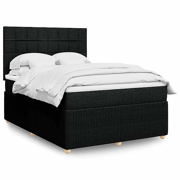vidaXL Boxspringbett, Boxspringbett mit Matratze Schwarz 140x190 cm Stoff günstig online kaufen