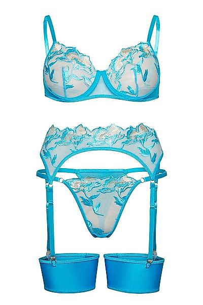 Elegant Love Set: Bügel-BH Dessous-Set mit Blumenstickerei – elegante Reizw günstig online kaufen