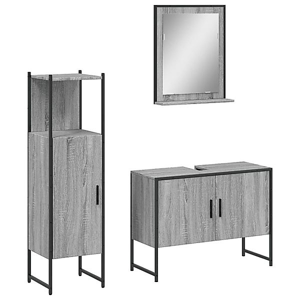 vidaXL Badezimmer-Set 3-tlg. Badmöbel-Set Grau Sonoma günstig online kaufen