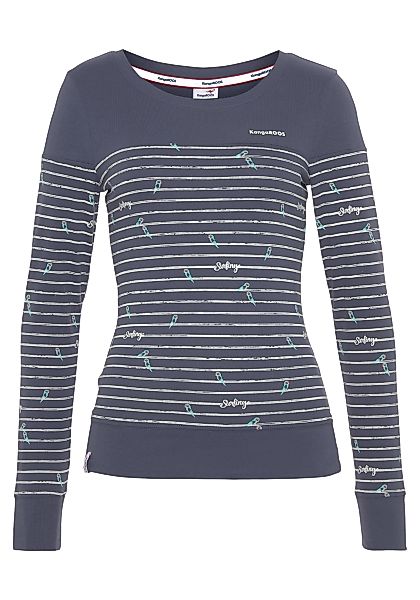 KangaROOS Langarmshirt, mit minimalistischem Vögel & Streifen-Print - NEUE günstig online kaufen