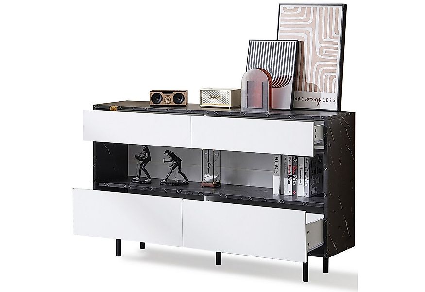 BlingBin Sideboard Kommode, Anrichte, Küchenschrank mit Offenem Stauraum (4 günstig online kaufen