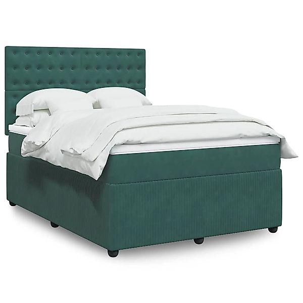 vidaXL Boxspringbett mit Matratze Dunkelgrün 160x200 cm Samt 3294697 günstig online kaufen
