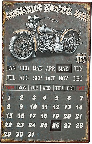 Ambiente Haus Metallbild "Metallbild Kalender - Biker 25x40cm", (1 St.) günstig online kaufen