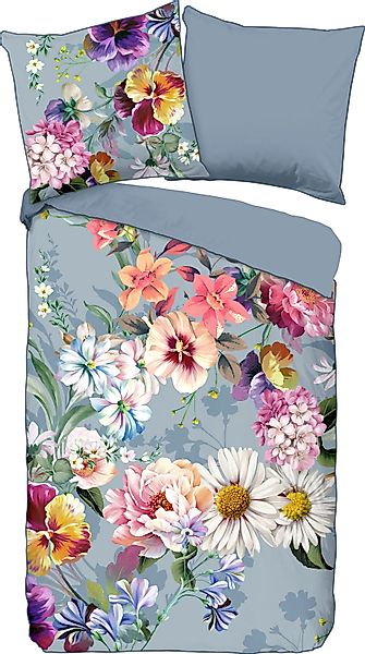 Descanso Wendebettwäsche »Novara«, Baumwolle, Satin, 135x200, Biese, Reißve günstig online kaufen