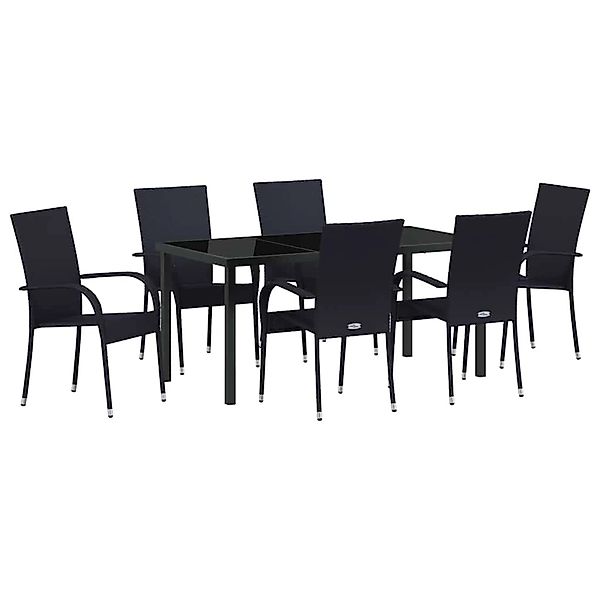 vidaXL Garten Essgruppe 7-Tlg Schwarz Poly Rattan 3379405 günstig online kaufen