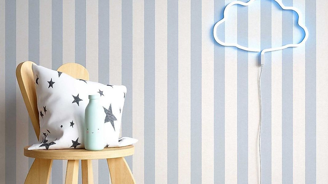 Newroom Papiertapete, Blau Kindertapete Kinder Streifen - Babytapete Babyzi günstig online kaufen