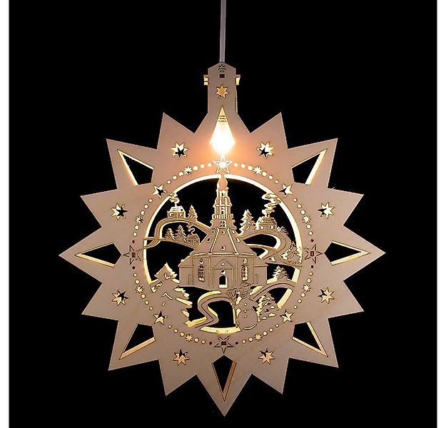 Erzgebirge-Palast Schwibbogen Fensterbild Seiffener Kirche (32cm) von Saico günstig online kaufen