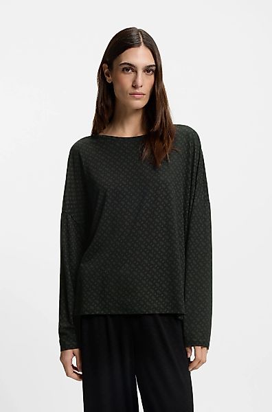 BOSS Pyjamaoberteil mit Monogramm-Print und Fledermausärmeln, Rundhalsaussc günstig online kaufen