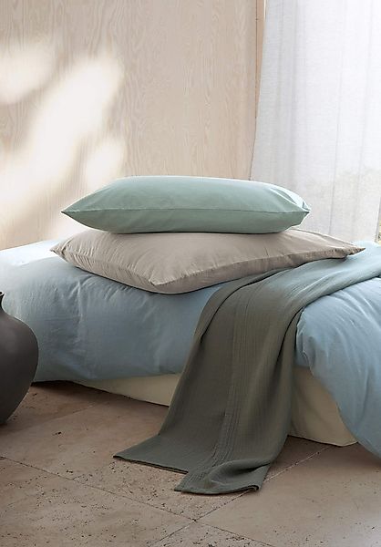 hessnatur Bettwäsche-Set aus Bio-Baumwolle mit Leinen - grün - Größe 135x20 günstig online kaufen