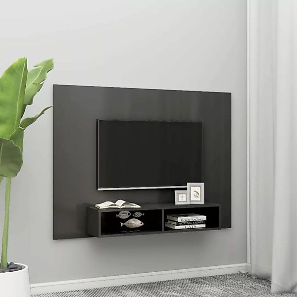 Tv-wandschrank Hochglanz-grau 135x23,5x90 Cm Spanplatte günstig online kaufen