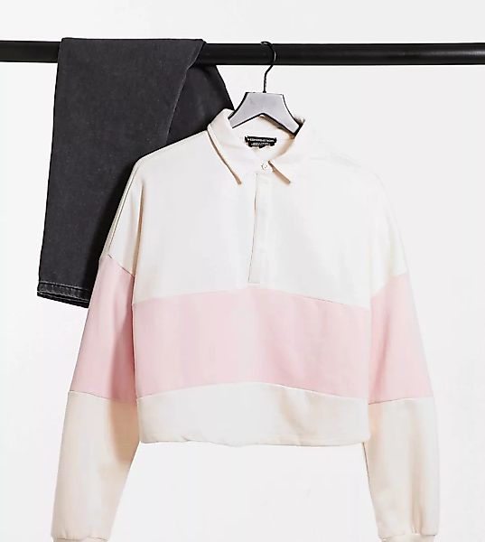 Wednesday's Girl Curve – Legeres Sweatshirt mit Kontraststreifen-Rosa günstig online kaufen