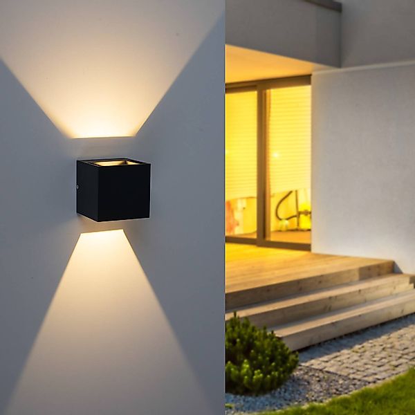 LED Wandleuchte Block in Anthrazit 2x 3,25W 420lm IP54 günstig online kaufen