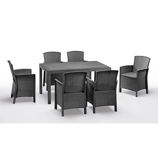 Bica Garten-Essgruppe Essgruppe Lido Esstisch Houston mit 6 Sesseln Gartenm günstig online kaufen