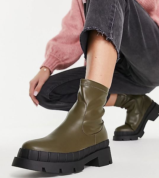RAID – Wella – Ankle-Boots in Khaki mit dicker Sohle, weite Passform-Grün günstig online kaufen