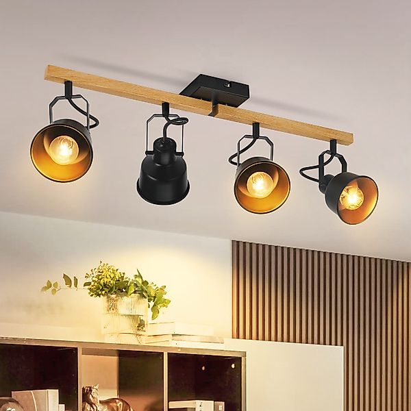 Nettlife Deckenstrahler Vintage Holzmaserung Schwarz/Weiß Schwenkbar günstig online kaufen