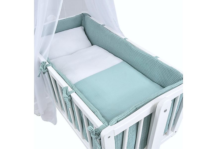 Baby-Delux Stubenbett Babywiege Komplettset Waffelpique Musselin, Schaukelw günstig online kaufen