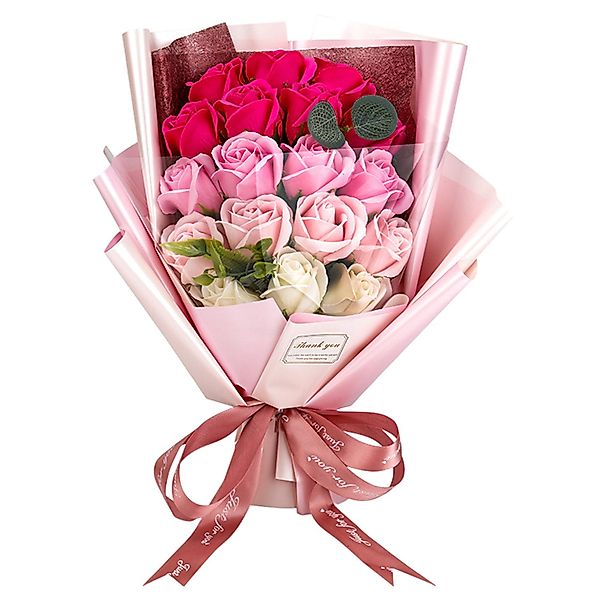 Kunstblume Rosenstrauß Seife Rosenblumenstrauß Seifenblume für Valentinstag günstig online kaufen