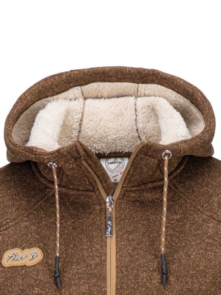FirstB Kapuzenfleecejacke Damen Strickfleecemantel günstig online kaufen
