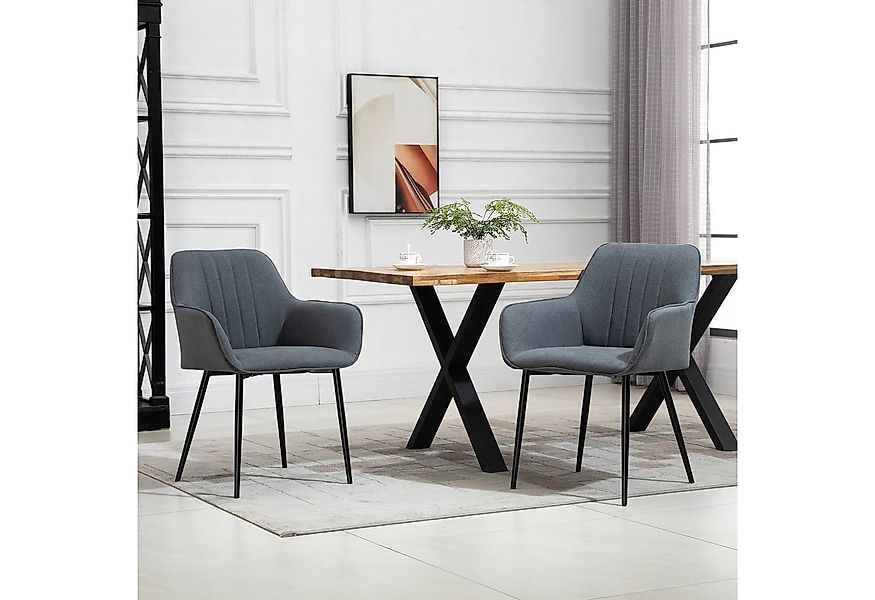 HOMCOM Esszimmerstuhl Küchenstuhl mit Rückenlehne, Polsterstuhl mit Leineno günstig online kaufen