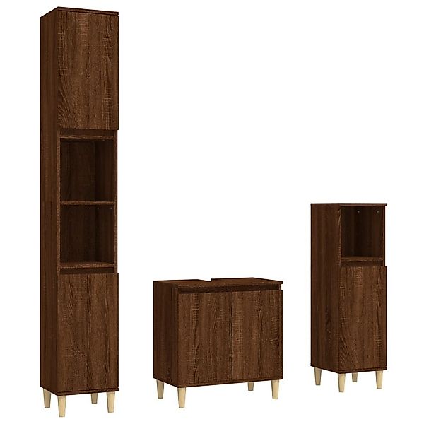 vidaXL Badezimmer-Set 3-tlg. Badmöbel-Set Braun Eichen-Optik günstig online kaufen