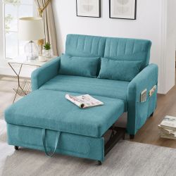 Merax Schlafsofa mit Schlaffunktion, Zweisitzer-Klappsofa, Baumwoll-Leinen- günstig online kaufen