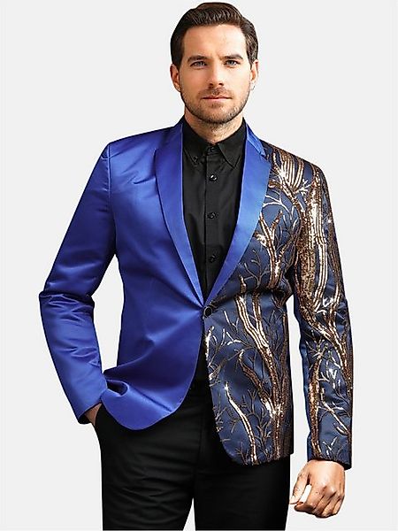 Allthemen Sakko Smokingjacke mit Pailletten Sakko Gold Blazer für Party günstig online kaufen