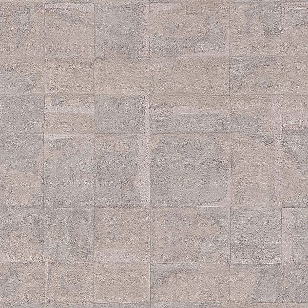 PROFHOME 396712-GU Stein Kacheln Tapete Metallic Beige Grau 0,53 m x 10,05 günstig online kaufen