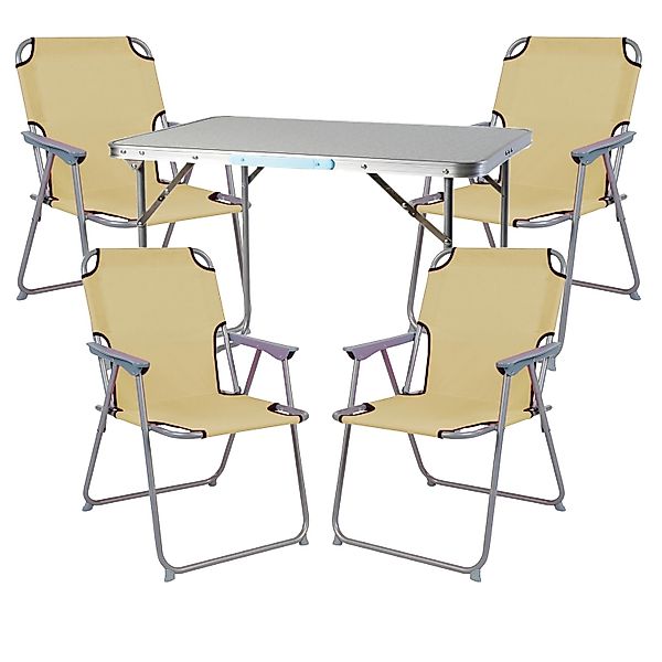 Mojawo 5 Teilig Campingmöbel Set Beige Alu mit Tragegriff Camping L70xB50xH günstig online kaufen
