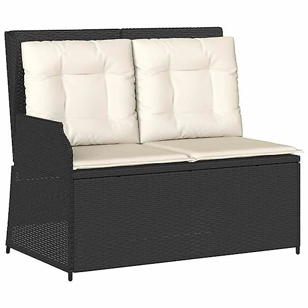 vidaXL Gartenbank Verstellbar mit Kissen Schwarz Poly Rattan 368946 günstig online kaufen