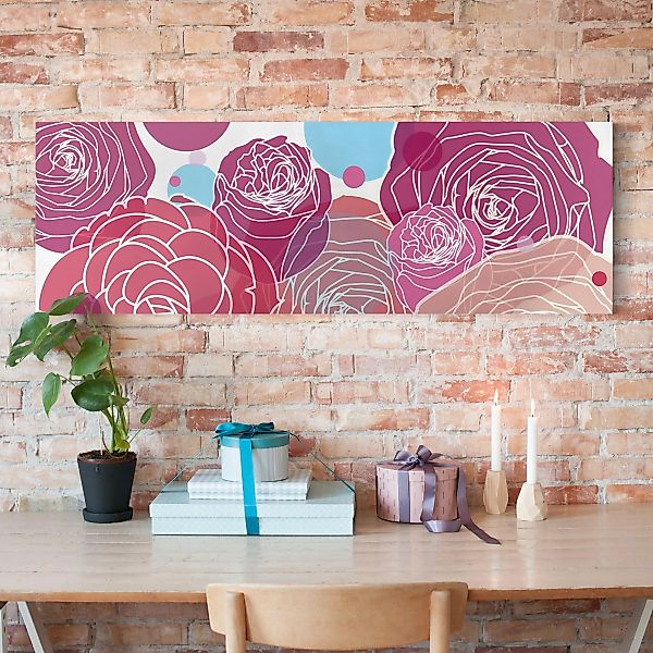 Leinwandbild Blumen - Panorama Roses and Bubbles günstig online kaufen