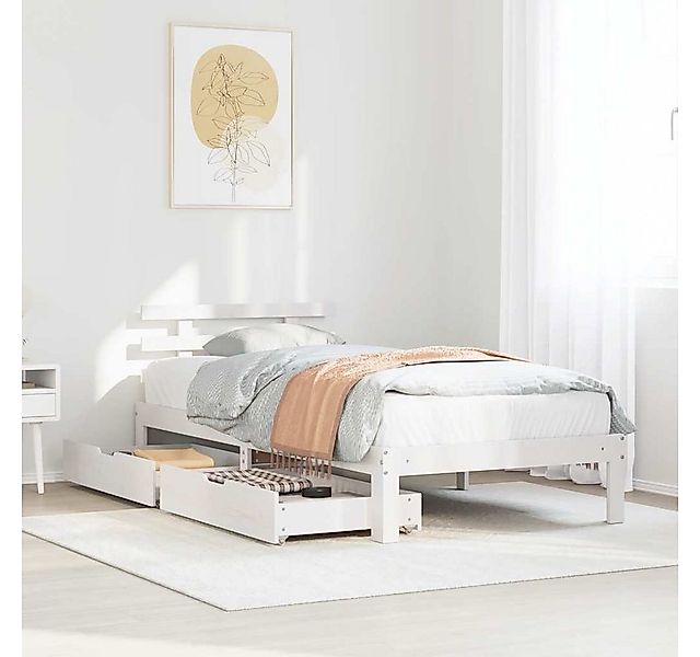 vidaXL Bett, Massivholzbett mit Schubladen Weiß 75x190 cm Kiefer günstig online kaufen