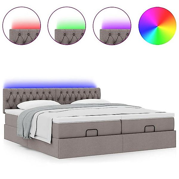 vidaXL Bett Ottoman-Bett mit Matratzen & LEDs Taupe 200x200 cm Stoff günstig online kaufen