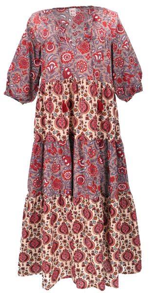 Guru-Shop Midikleid Boho Baumwoll Maxikleid, gestuftes günstig online kaufen
