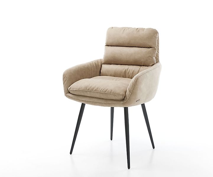 Esszimmerstuhl Abelia-Flex mit Armlehnen Mikrofaser Beige Vintage 4-Fuß kon günstig online kaufen