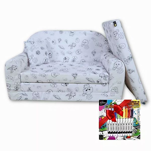 FORTISLINE Kindersofa Kindersofa "Malspaß" mit Verlängerung Texilmarker gra günstig online kaufen