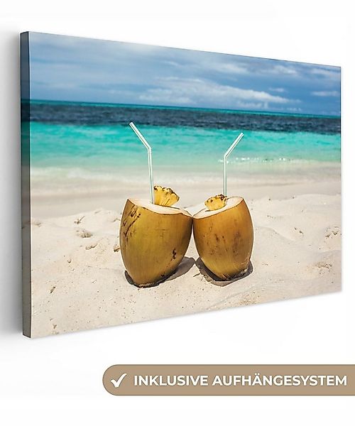 OneMillionCanvasses® Leinwandbild Kokosnüsse Karibik Strand, Fotodruck (1 S günstig online kaufen
