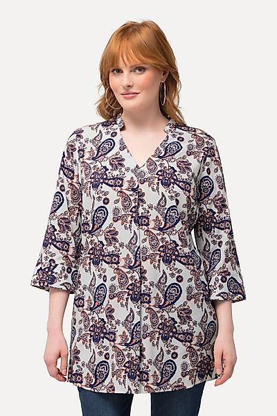 Ulla Popken Longbluse Tunika Paisleymuster V-Ausschnitt günstig online kaufen