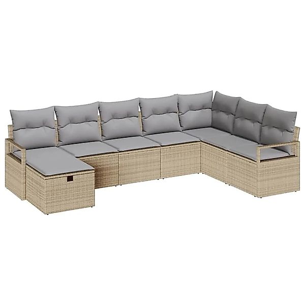 vidaXL Sofa Set mit Kissen 8-Tlg Beige und Hellgrau Poly-Rattan 3359229 günstig online kaufen
